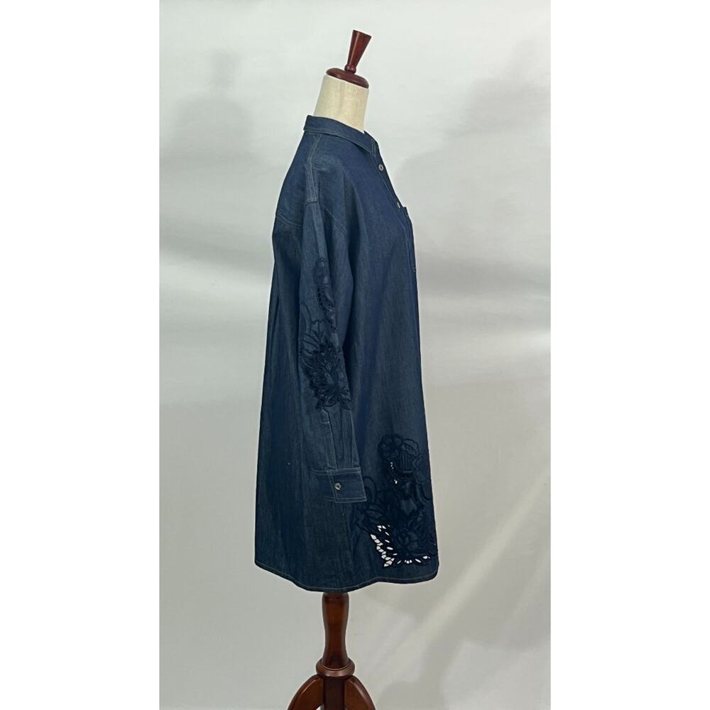 JOHNNY WAS Jade Sz S Small Katella Denim Eyelet Lace Shirt Dress NWT - Picture 5 of 10